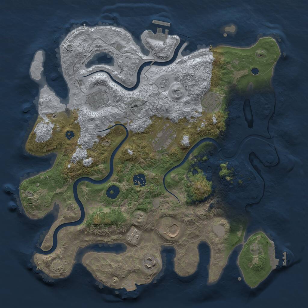 Rust Map: Procedural Map, Size: 3500, Seed: 496108200, 13 Monuments