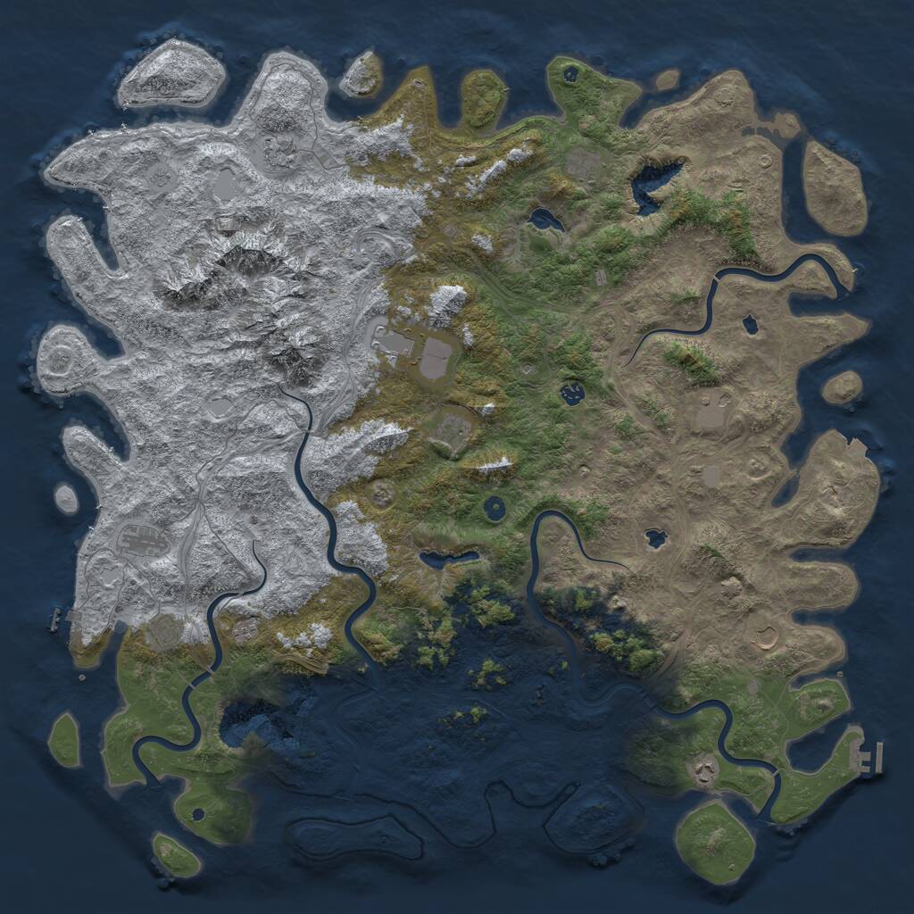 Rust Map: Procedural Map, Size: 6000, Seed: 344445, 17 Monuments
