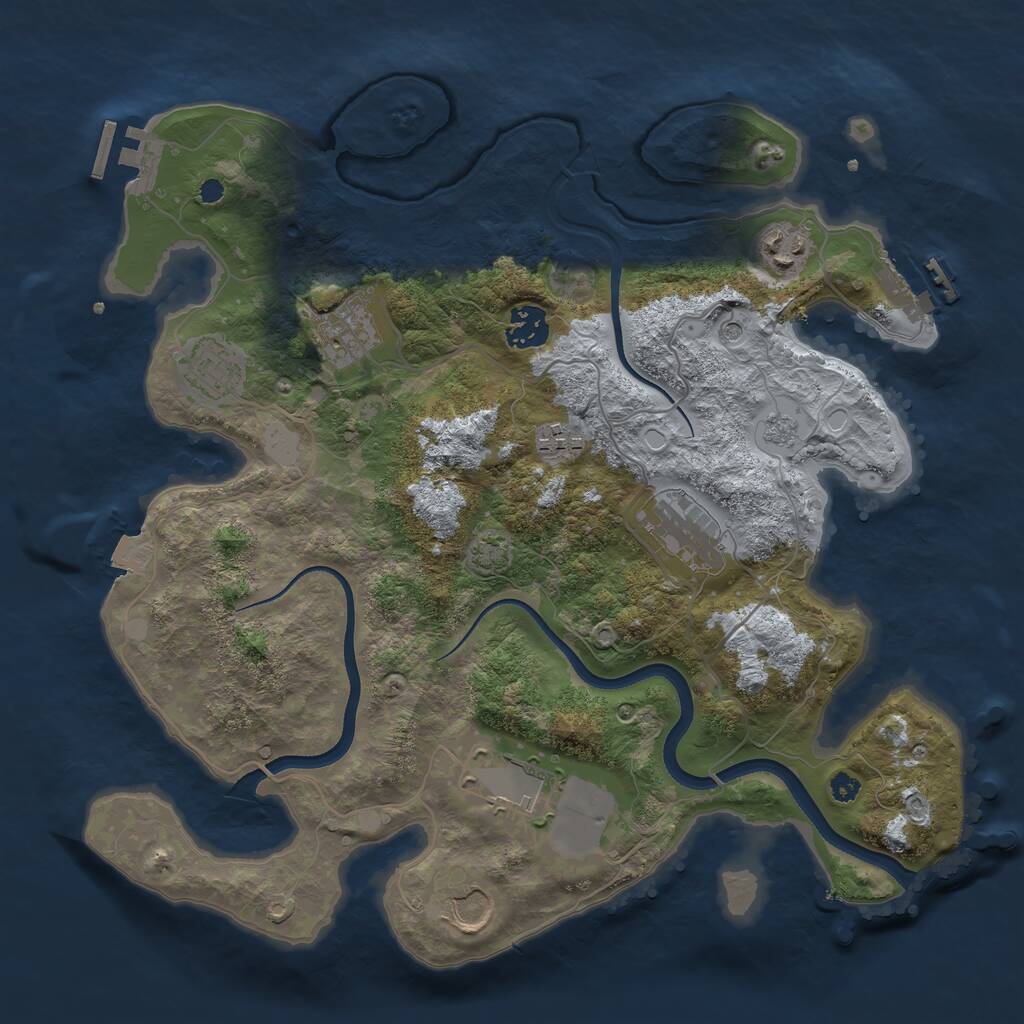 Rust Map: Procedural Map, Size: 3500, Seed: 28383, 14 Monuments