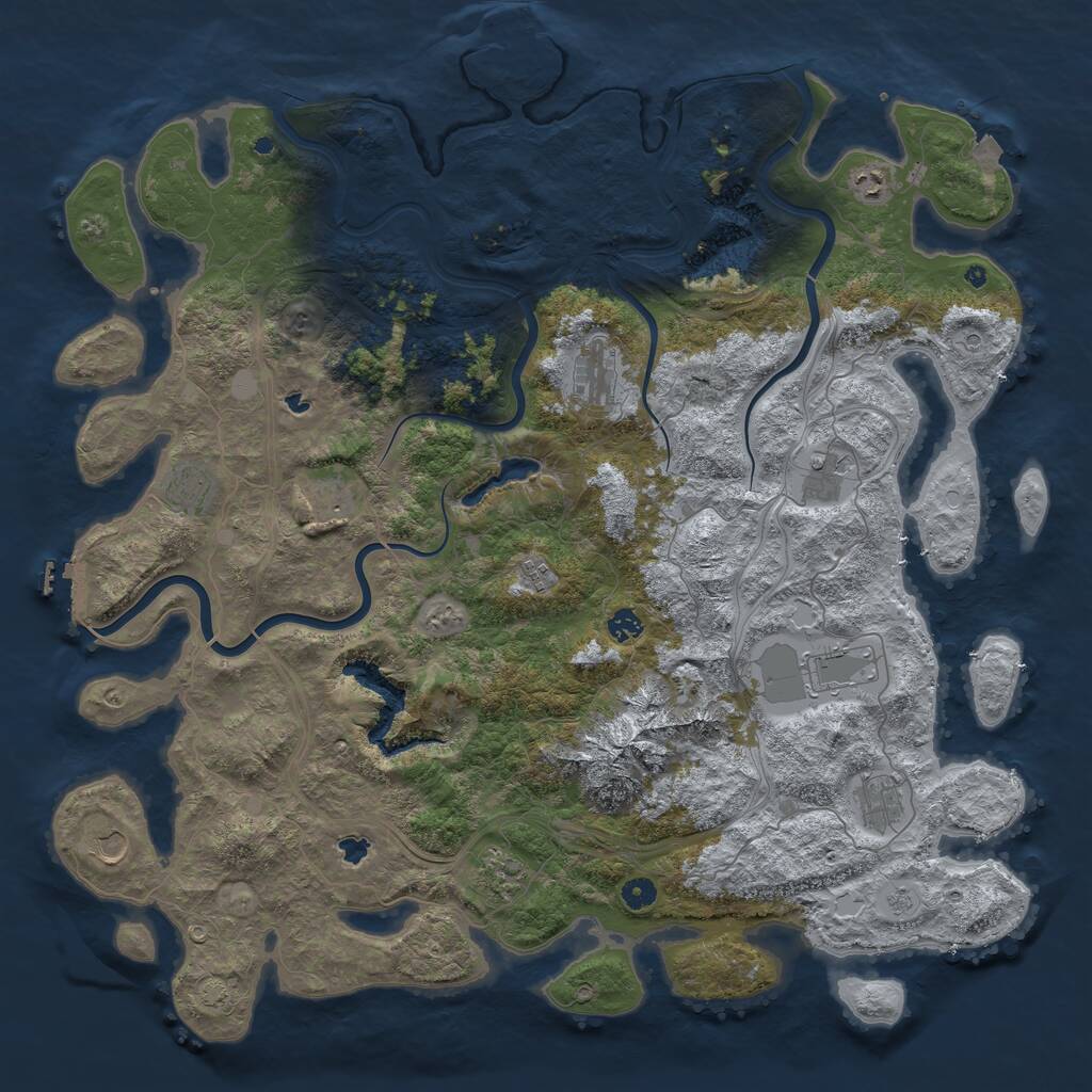 Rust Map: Procedural Map, Size: 5000, Seed: 20240512, 17 Monuments