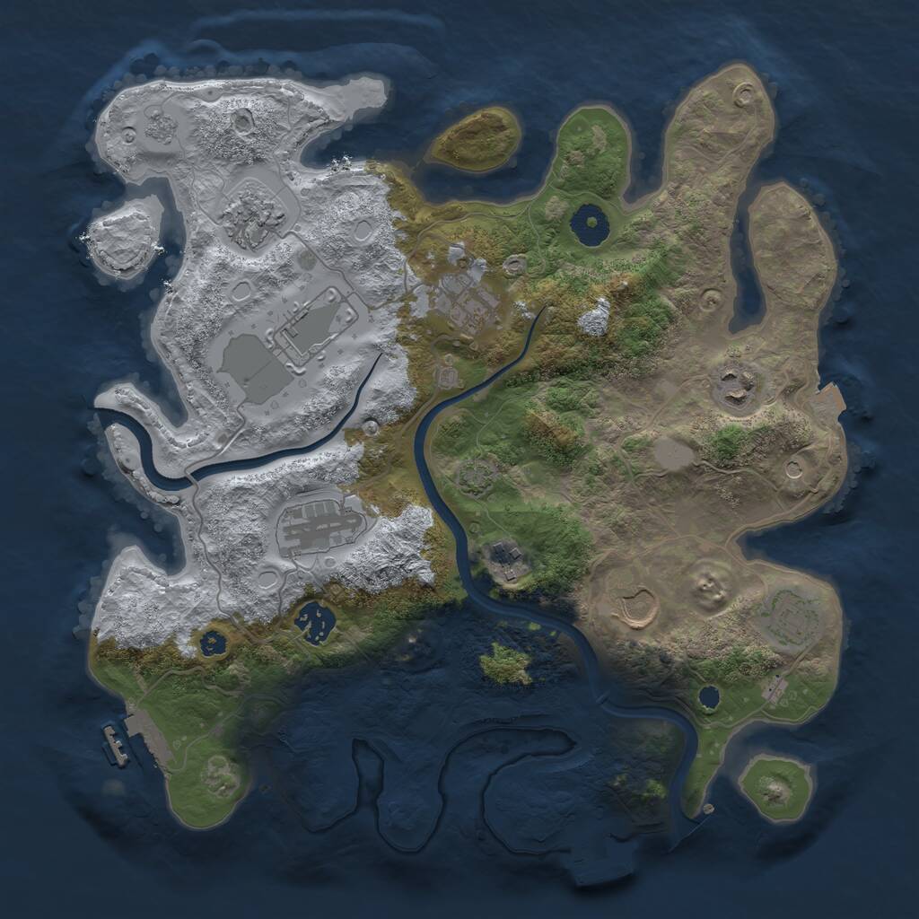 Rust Map: Procedural Map, Size: 3500, Seed: 90113189, 15 Monuments
