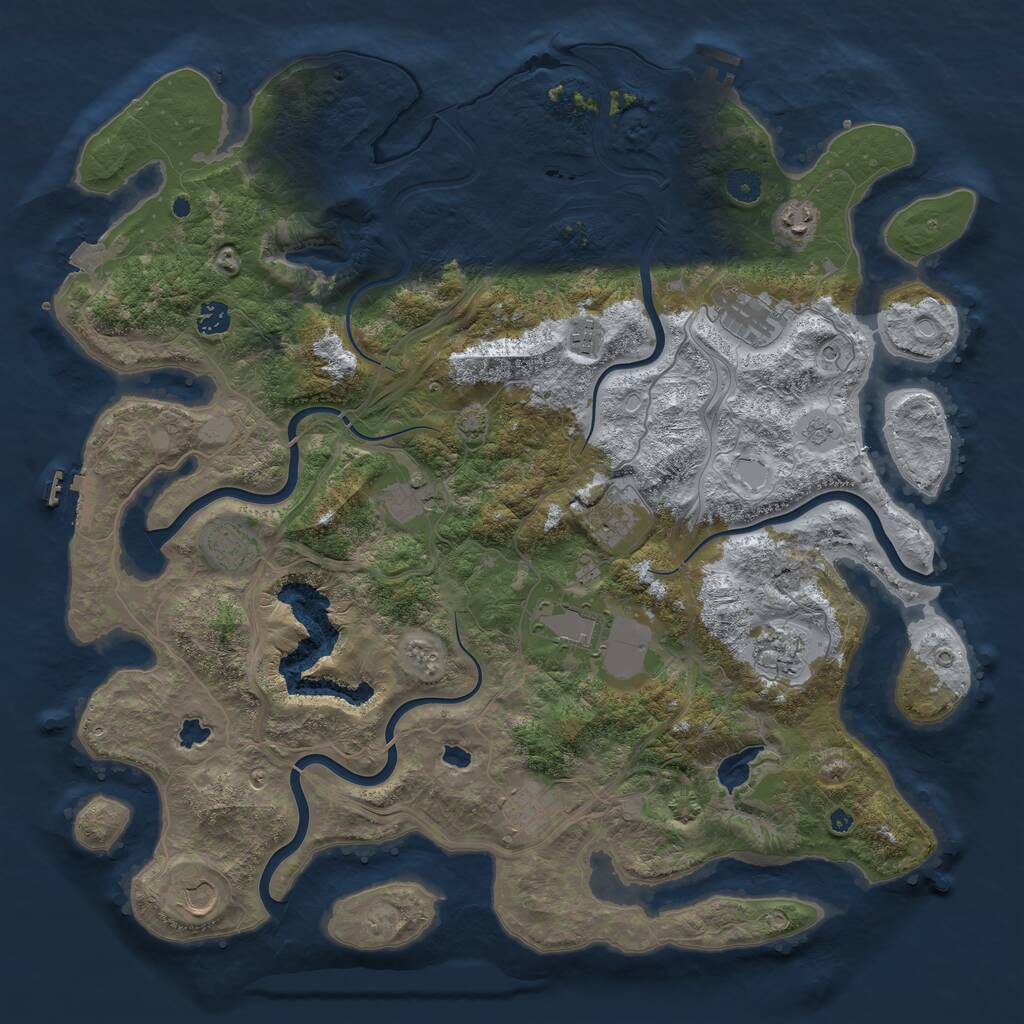 Rust Map: Procedural Map, Size: 4500, Seed: 1041857162, 17 Monuments