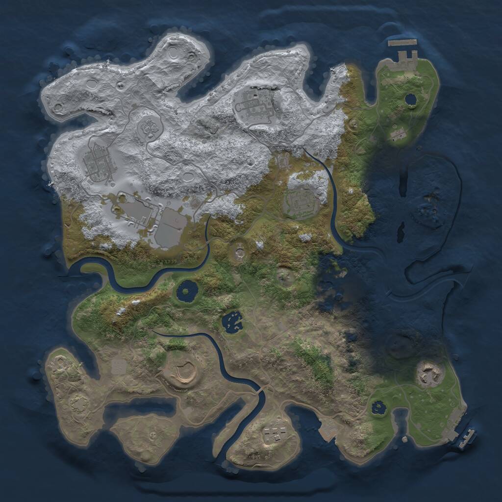 Rust Map: Procedural Map, Size: 3500, Seed: 545431366, 15 Monuments