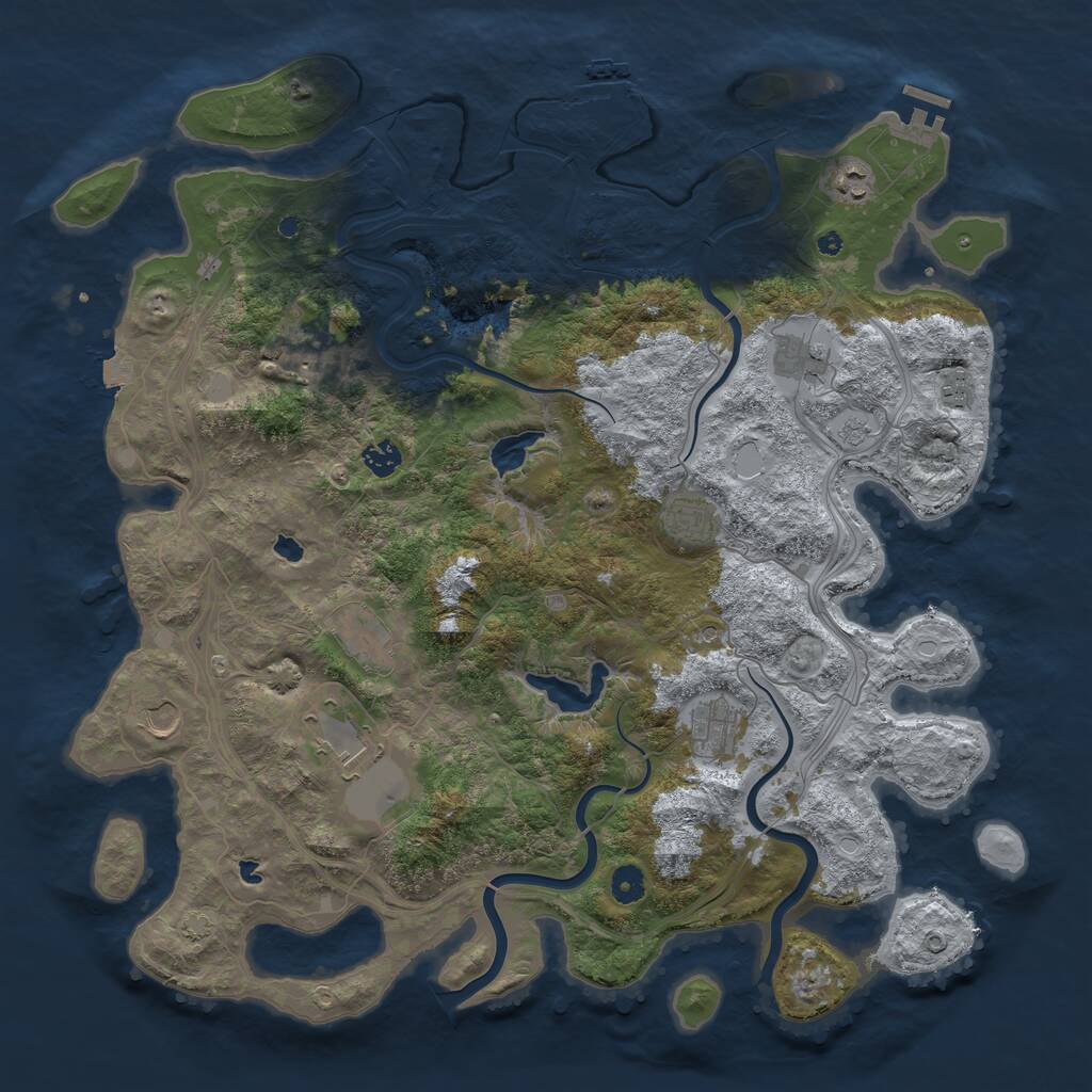 Rust Map: Procedural Map, Size: 4500, Seed: 464480359, 16 Monuments