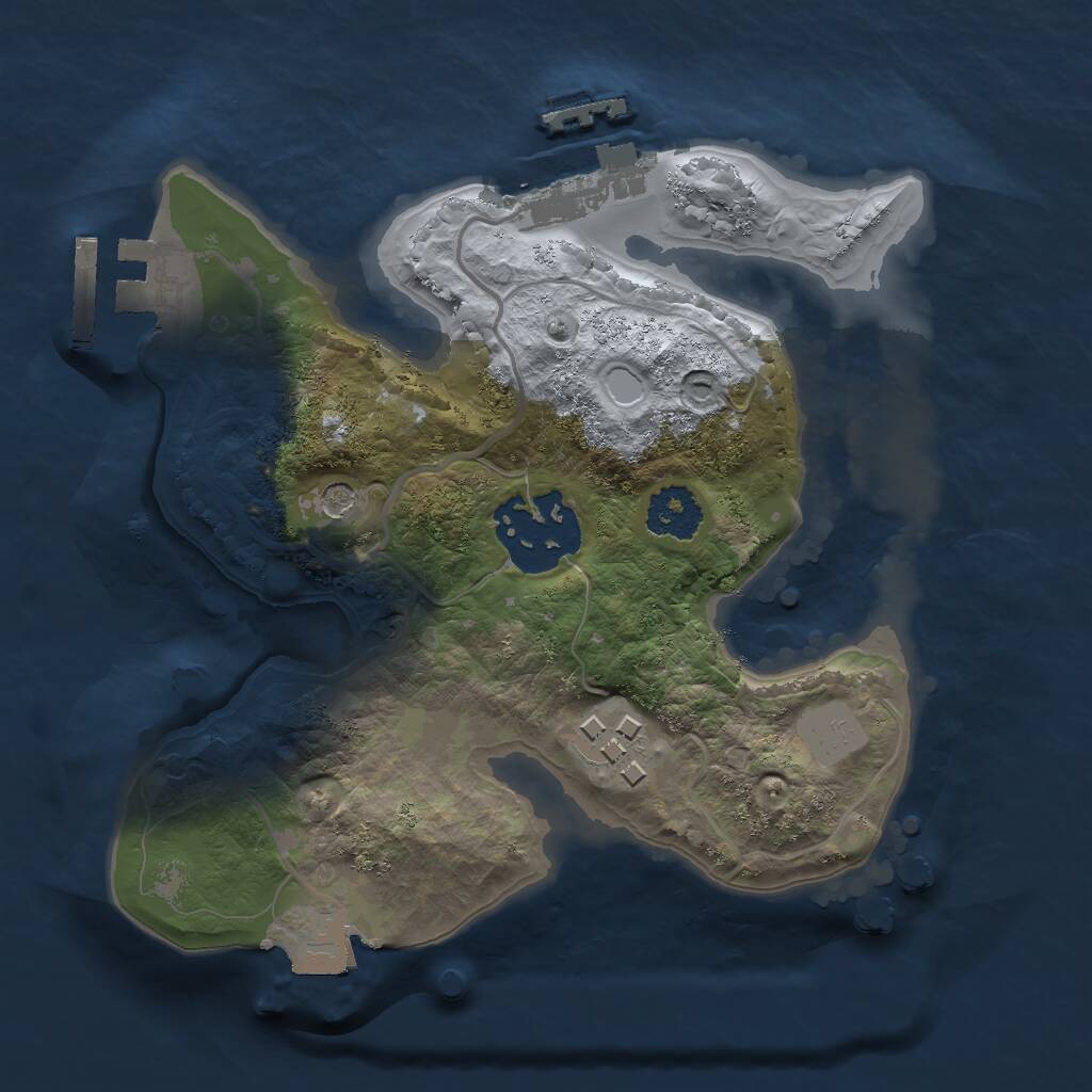 Rust Map: Procedural Map, Size: 2000, Seed: 605673522, 6 Monuments