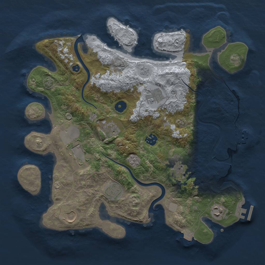 Rust Map: Procedural Map, Size: 3500, Seed: 1989451152, 15 Monuments