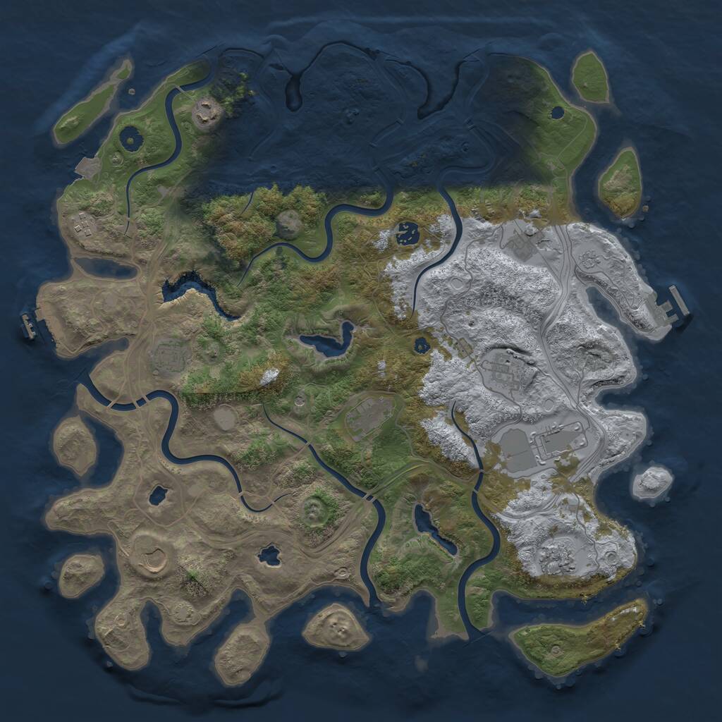 Rust Map: Procedural Map, Size: 4500, Seed: 666448556, 16 Monuments
