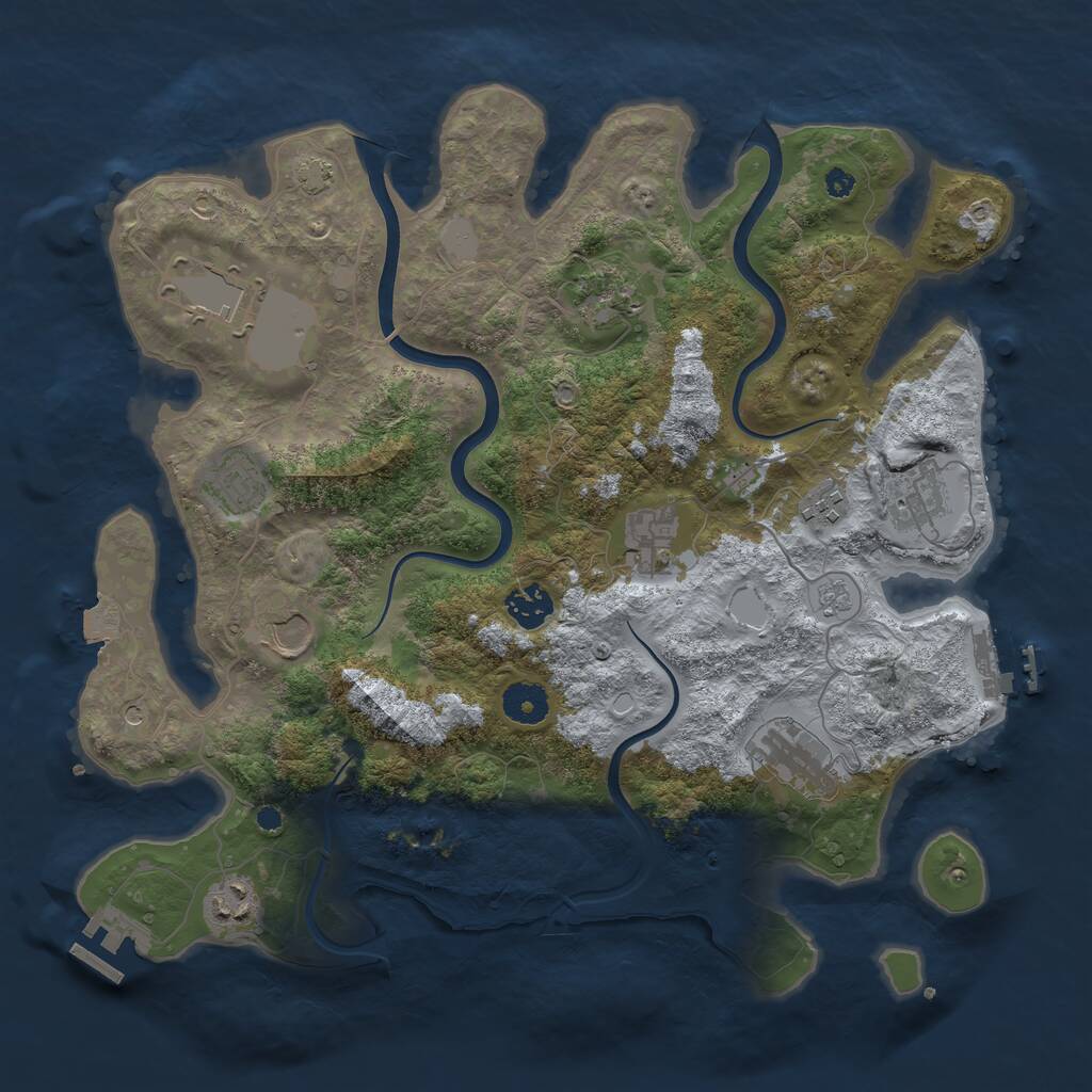 Rust Map: Procedural Map, Size: 3700, Seed: 61051, 16 Monuments