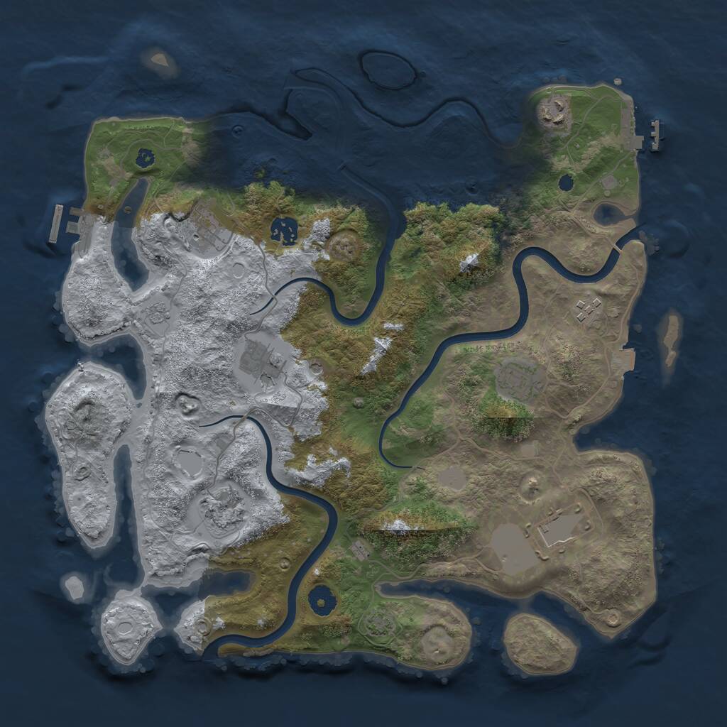 Rust Map: Procedural Map, Size: 3800, Seed: 65051, 14 Monuments