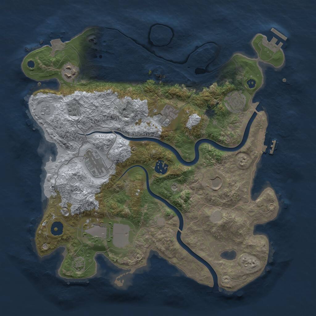 Rust Map: Procedural Map, Size: 3500, Seed: 689771814, 14 Monuments