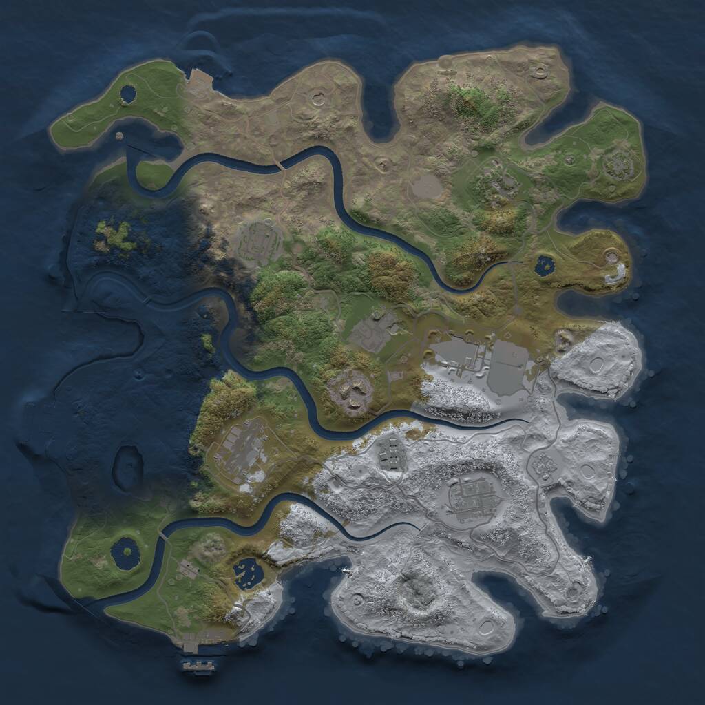 Rust Map: Procedural Map, Size: 3500, Seed: 14436400, 15 Monuments