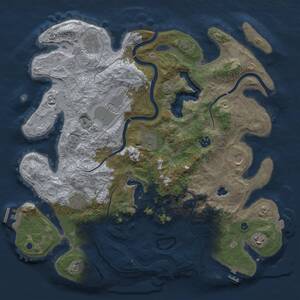 Thumbnail Rust Map: Procedural Map, Size: 4000, Seed: 645645645, 14 Monuments