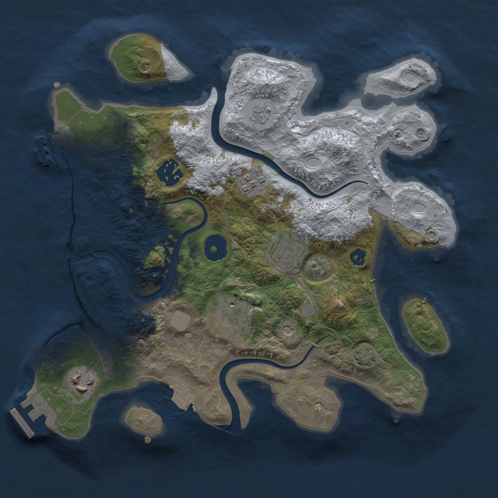 Rust Map: Procedural Map, Size: 3000, Seed: 64129, 11 Monuments