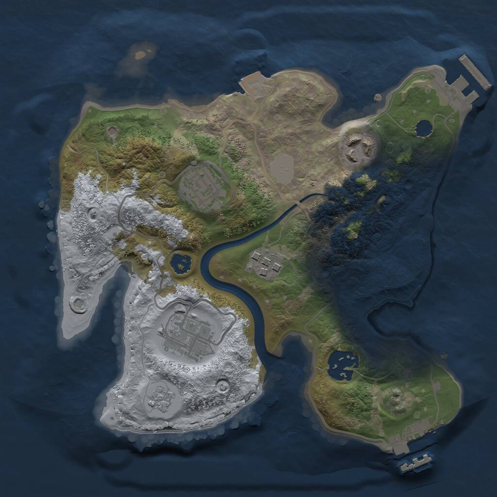 Rust Map: Procedural Map, Size: 2400, Seed: 6000, 9 Monuments