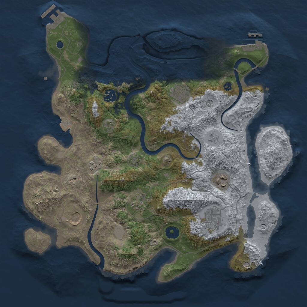 Rust Map: Procedural Map, Size: 3500, Seed: 1830037619, 13 Monuments
