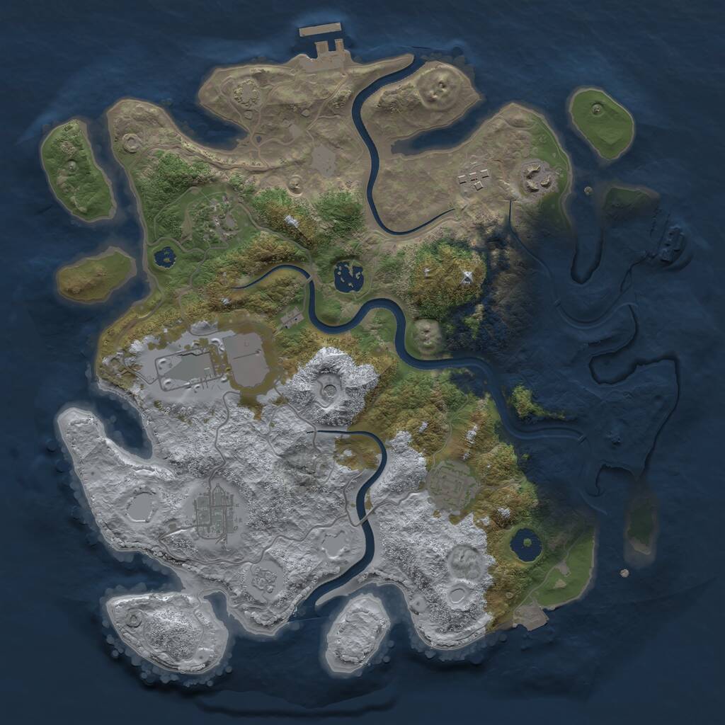 Rust Map: Procedural Map, Size: 3500, Seed: 1698833230, 13 Monuments