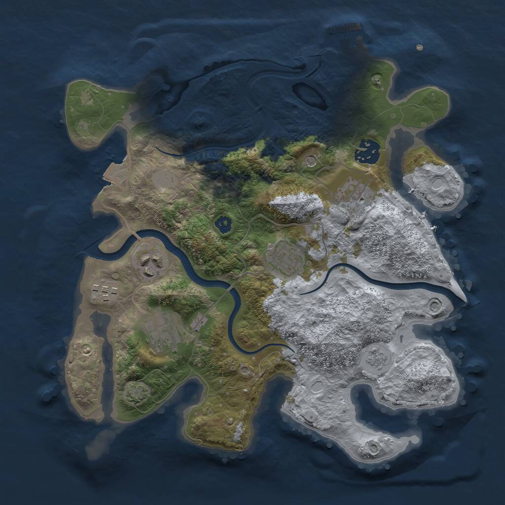 Rust Map: Procedural Map, Size: 3000, Seed: 23916, 11 Monuments