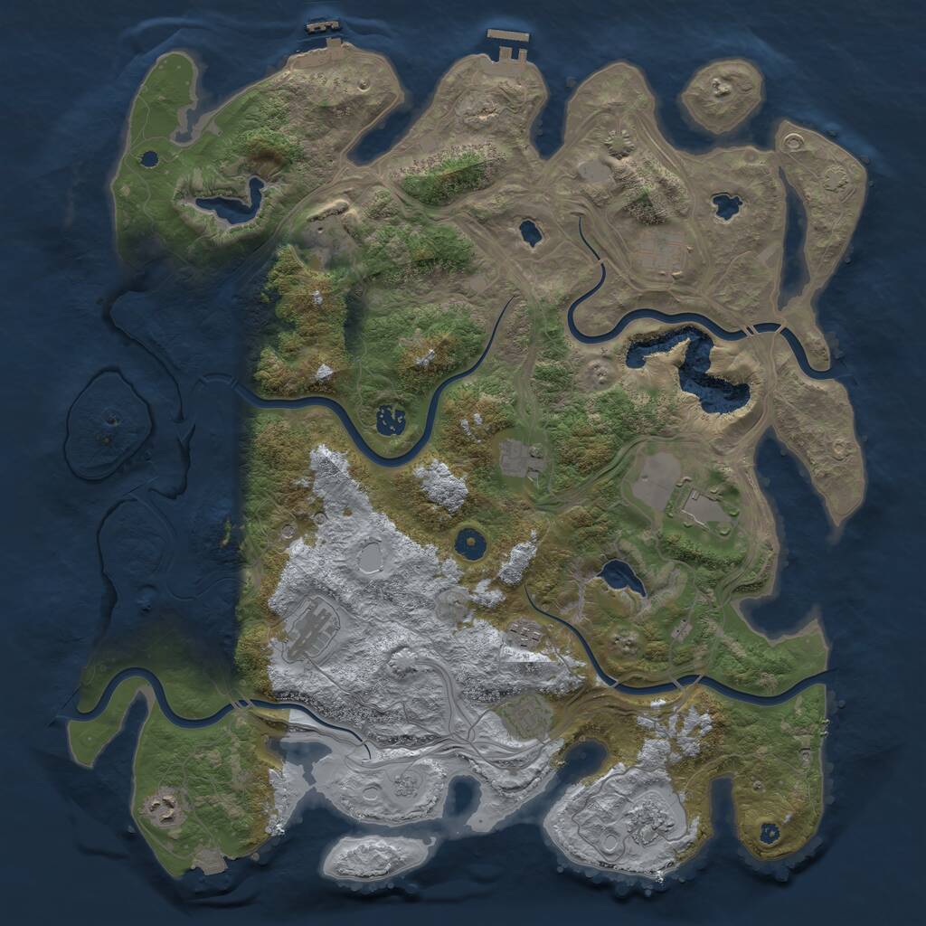 Rust Map: Procedural Map, Size: 4500, Seed: 437183852, 16 Monuments