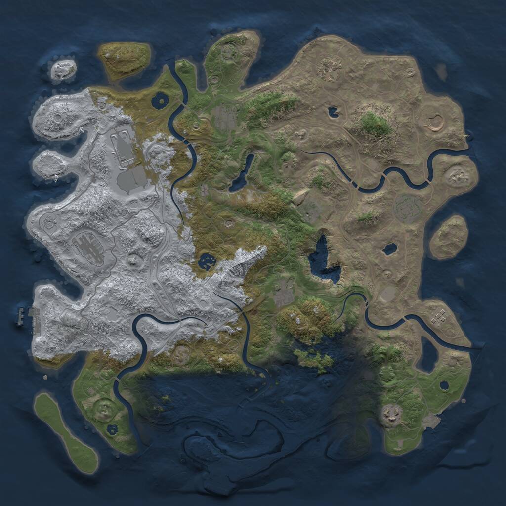 Rust Map: Procedural Map, Size: 4500, Seed: 486356409, 17 Monuments