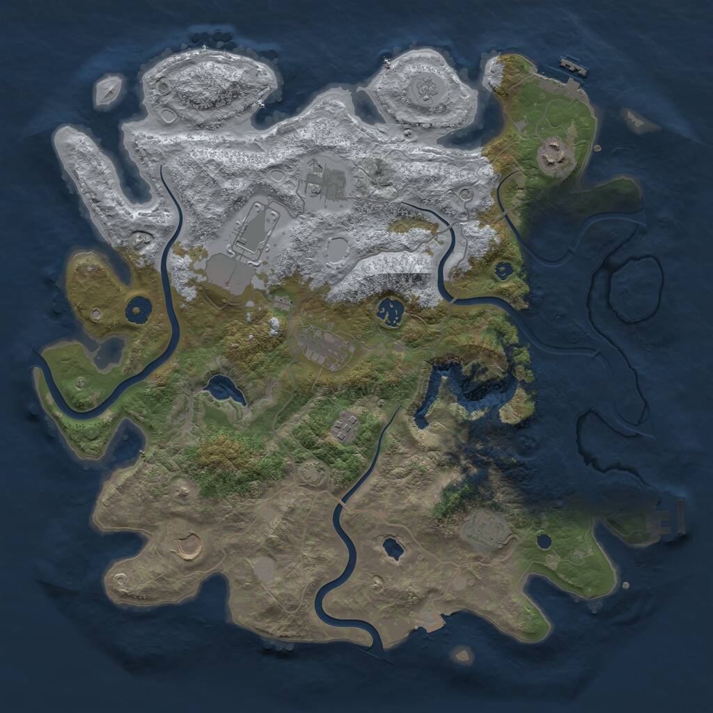 Rust Map: Procedural Map, Size: 4000, Seed: 68768244, 14 Monuments