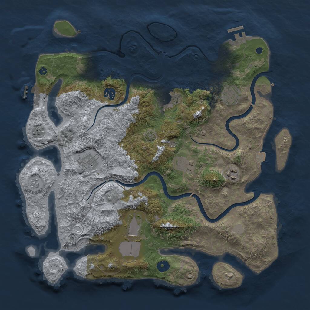 Rust Map: Procedural Map, Size: 3850, Seed: 65051, 14 Monuments