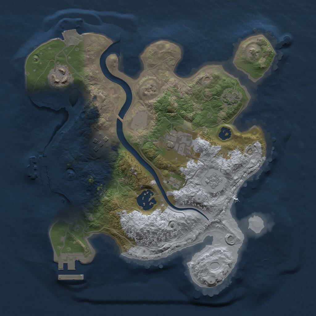 Rust Map: Procedural Map, Size: 2528, Seed: 1488228777, 9 Monuments