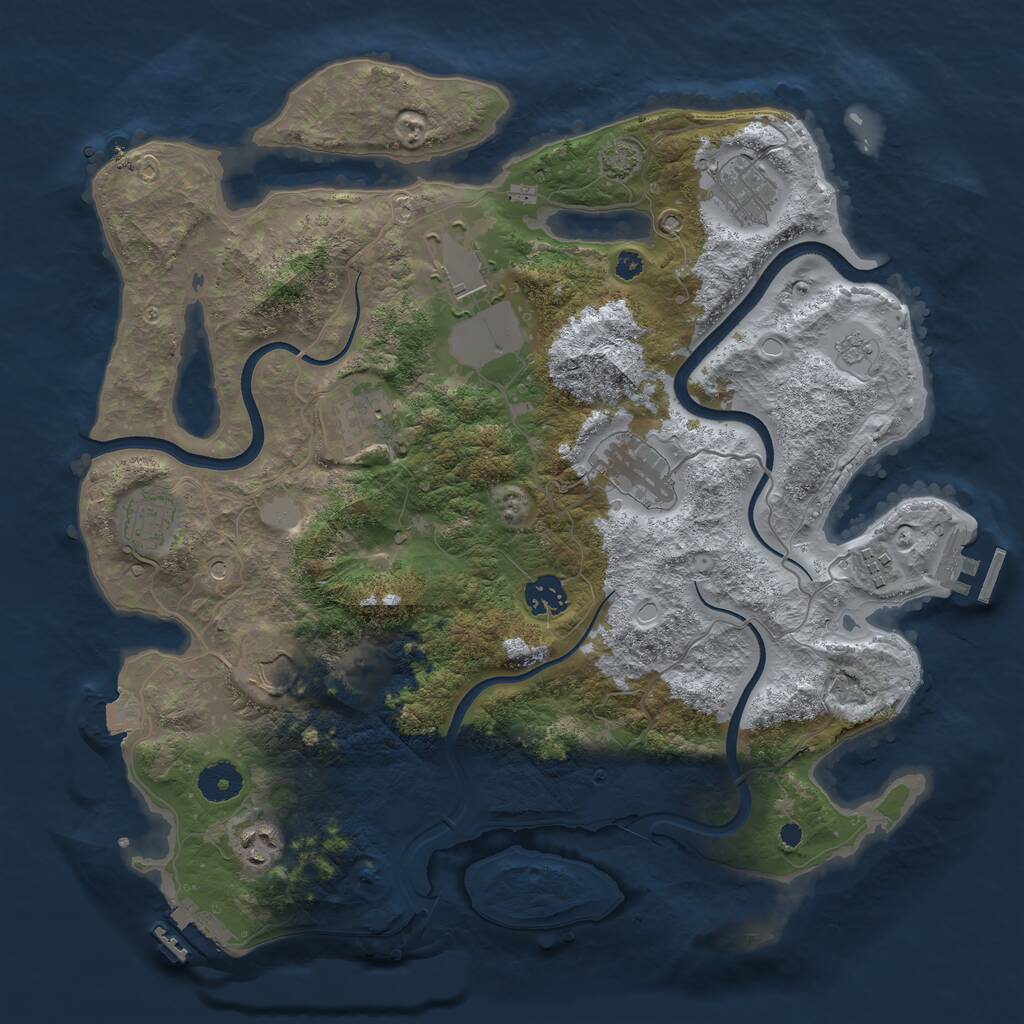 Rust Map: Procedural Map, Size: 3700, Seed: 1684701, 15 Monuments