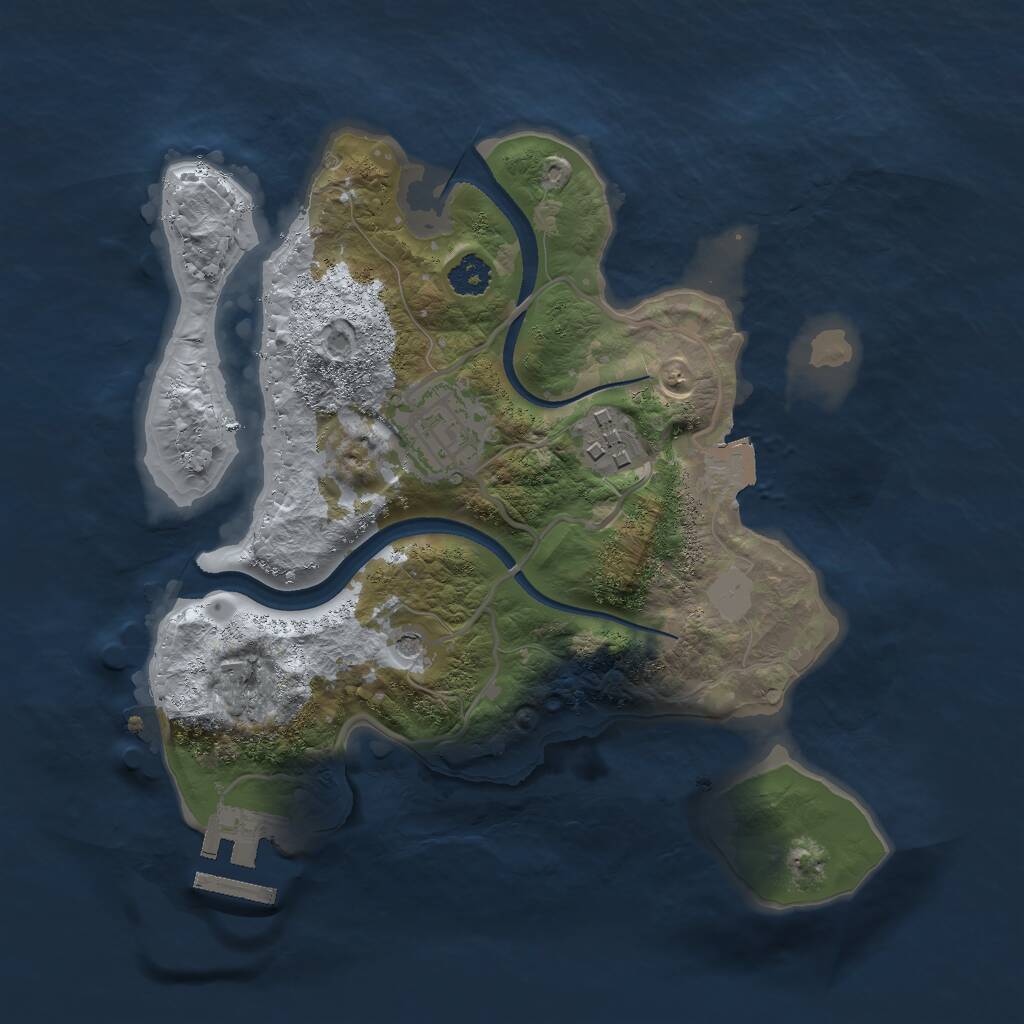 Rust Map: Procedural Map, Size: 2500, Seed: 172913287, 5 Monuments