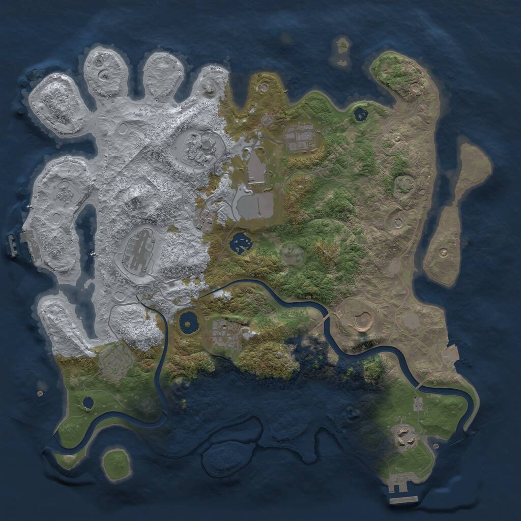 Rust Map: Procedural Map, Size: 3750, Seed: 1018024706, 16 Monuments