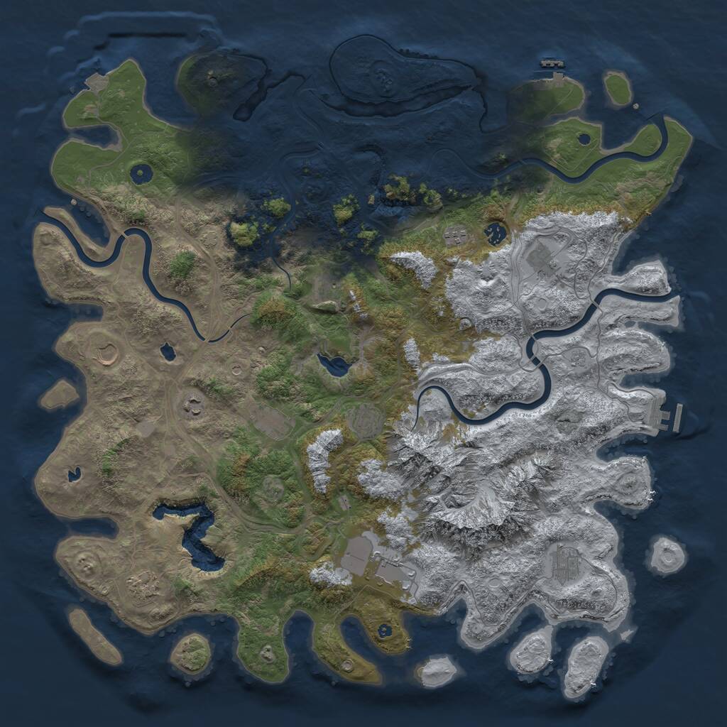 Rust Map: Procedural Map, Size: 5100, Seed: 42587, 17 Monuments