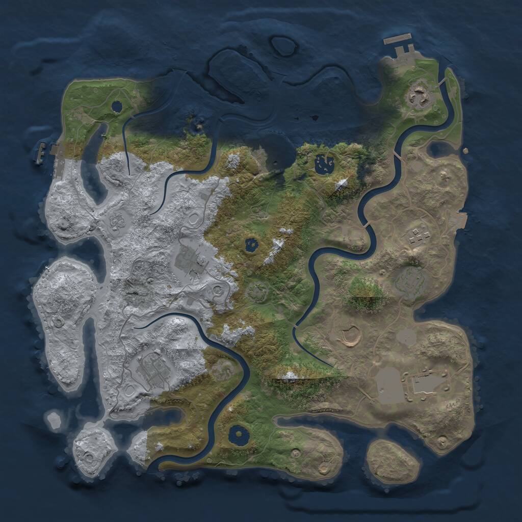 Rust Map: Procedural Map, Size: 3750, Seed: 65051, 15 Monuments