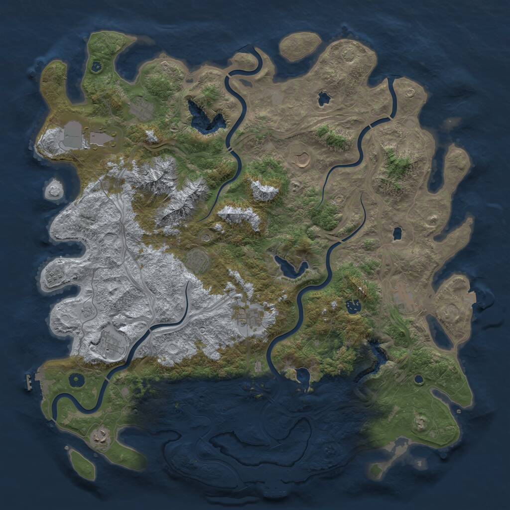 Rust Map: Procedural Map, Size: 5000, Seed: 46847, 16 Monuments