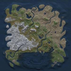 Thumbnail Rust Map: Procedural Map, Size: 5000, Seed: 46847, 16 Monuments