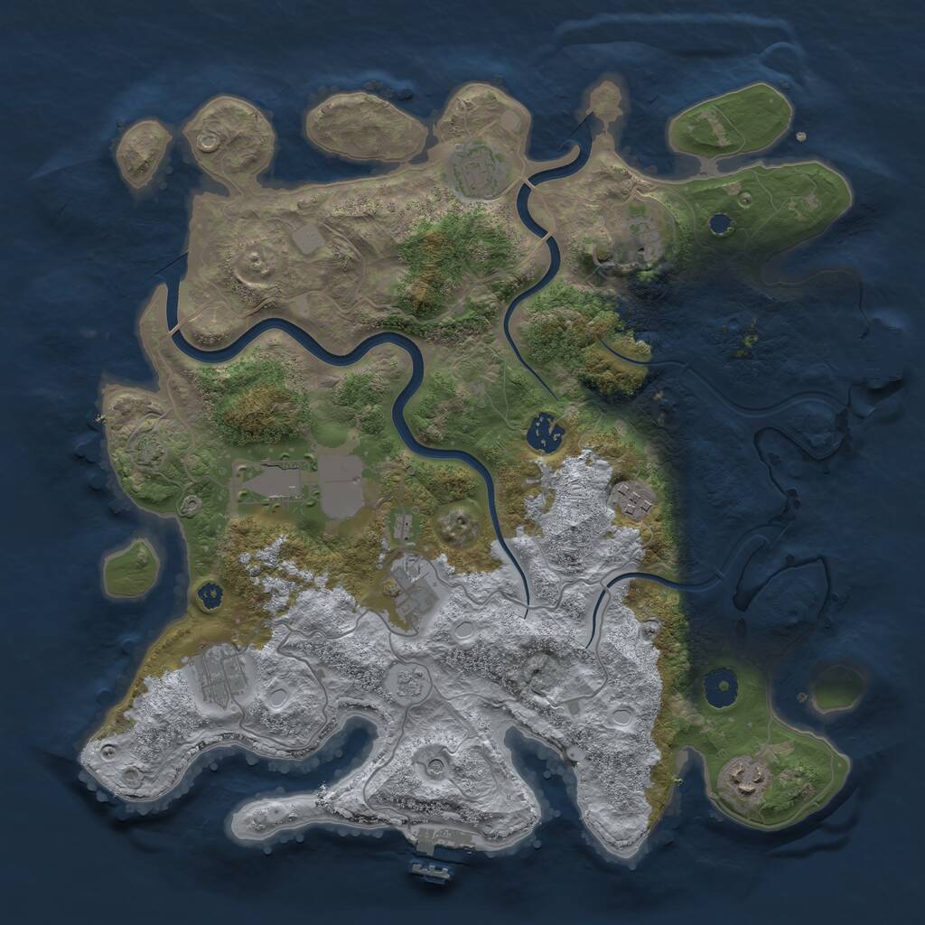 Rust Map: Procedural Map, Size: 3750, Seed: 1178126761, 14 Monuments