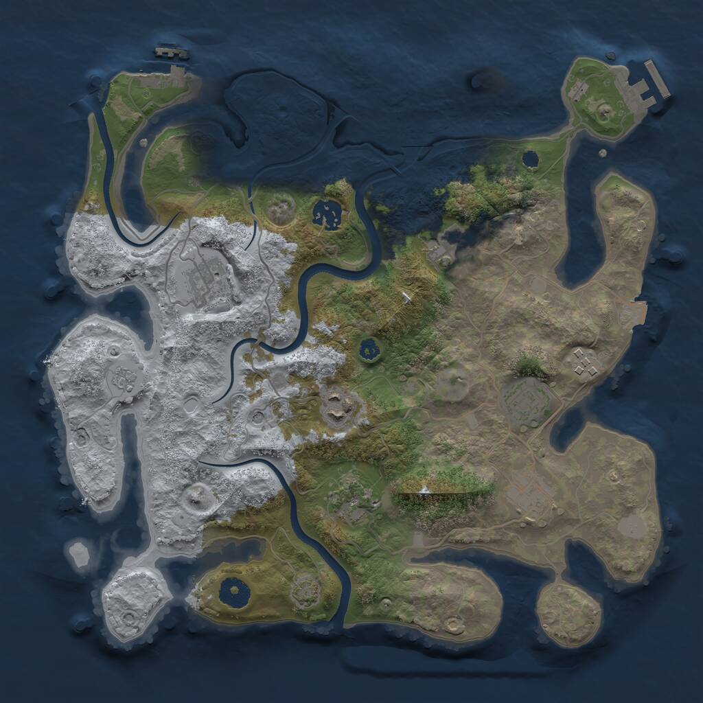 Rust Map: Procedural Map, Size: 3450, Seed: 65051, 14 Monuments