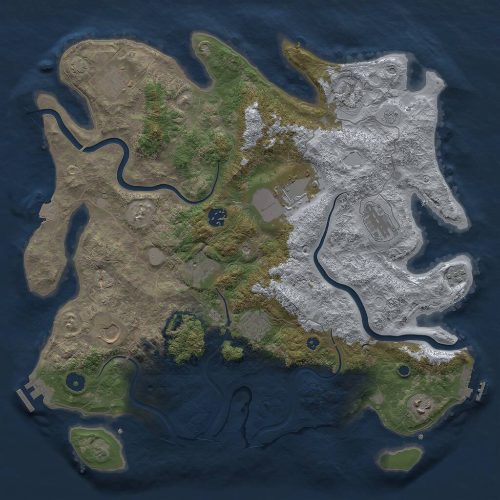 Rust Map: Procedural Map, Size: 3950, Seed: 749981893, 16 Monuments