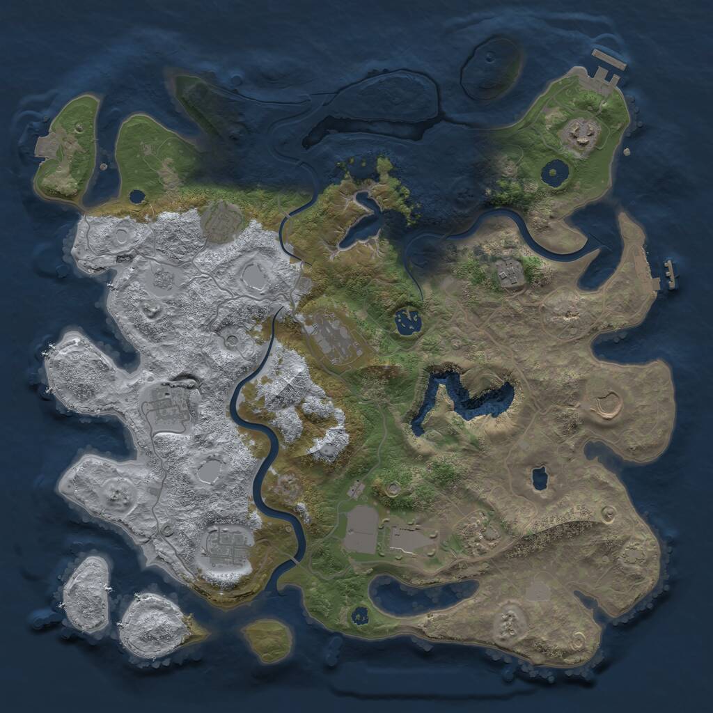 Rust Map: Procedural Map, Size: 4000, Seed: 998168, 16 Monuments