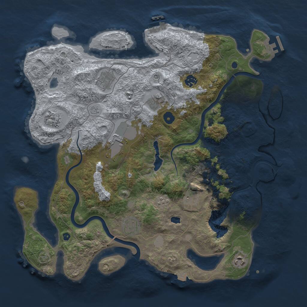 Rust Map: Procedural Map, Size: 4000, Seed: 990365, 15 Monuments
