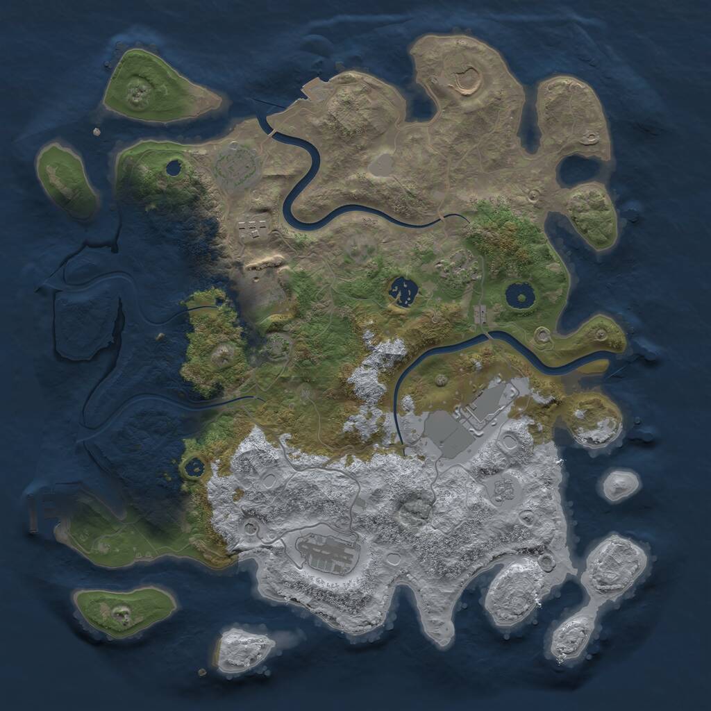 Rust Map: Procedural Map, Size: 3800, Seed: 550306921, 13 Monuments