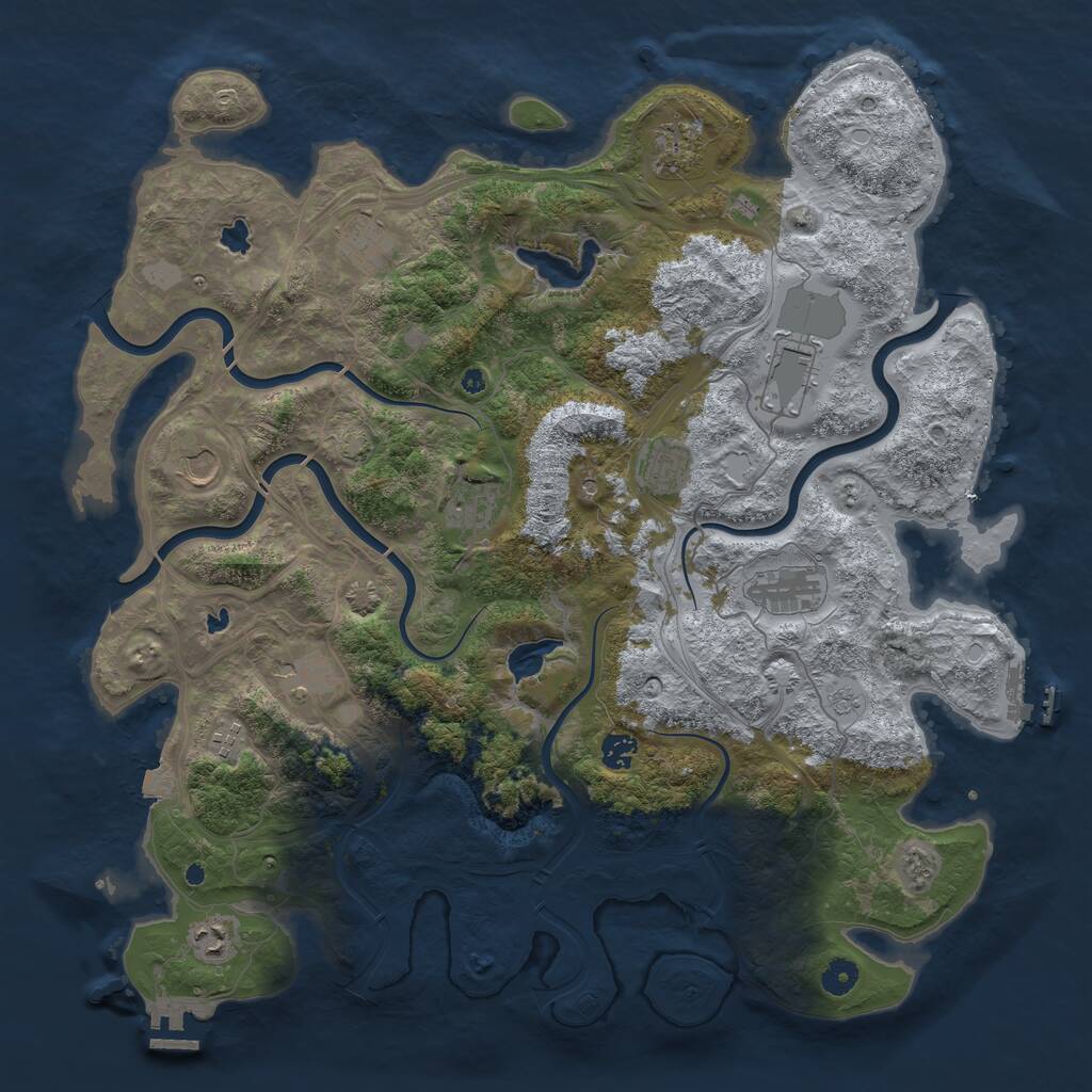 Rust Map: Procedural Map, Size: 4500, Seed: 791759991, 17 Monuments