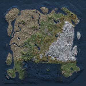 Thumbnail Rust Map: Procedural Map, Size: 4500, Seed: 25834234, 16 Monuments