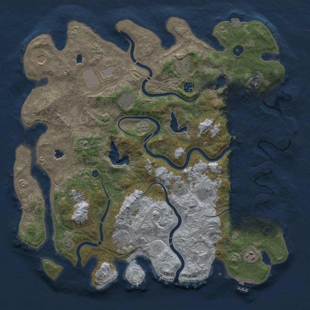 Rust Map: Procedural Map, Size: 4500, Seed: 637185017, 16 Monuments