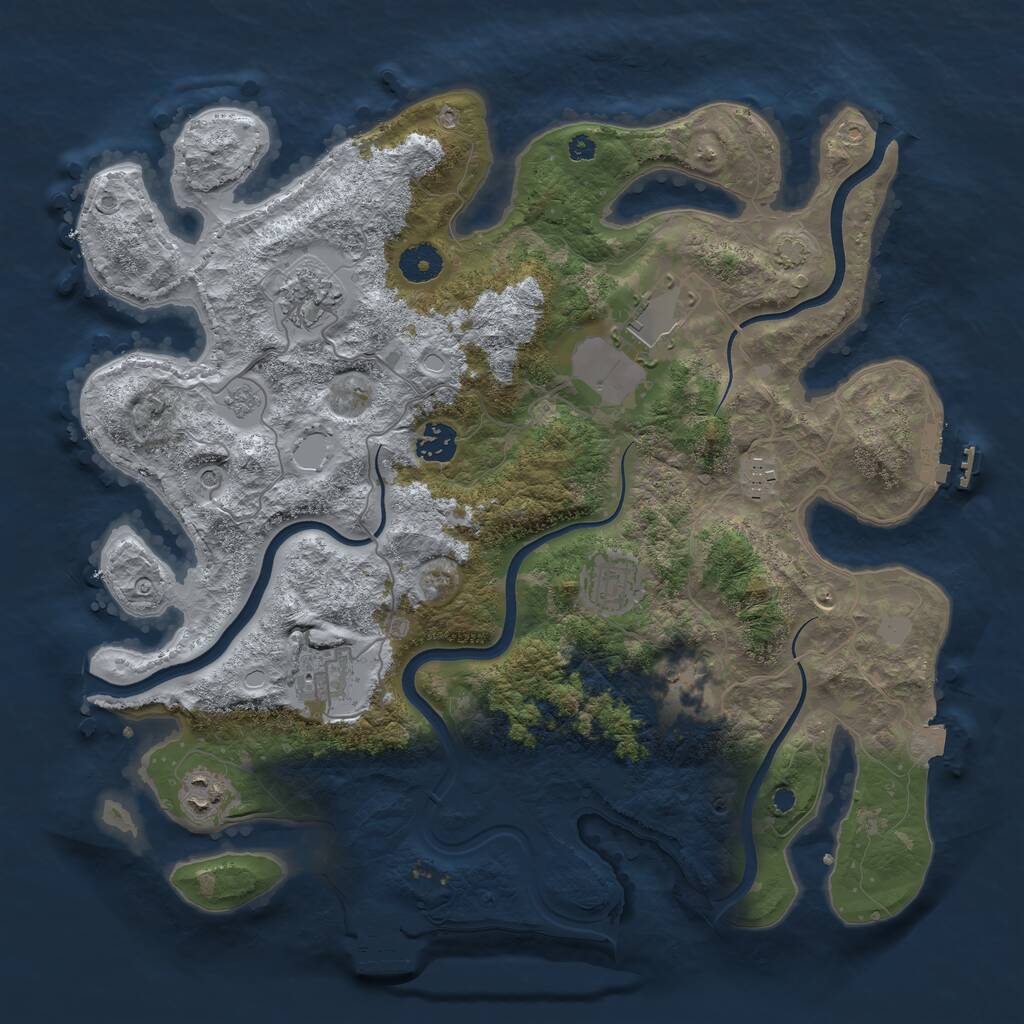 Rust Map: Procedural Map, Size: 3800, Seed: 661763477, 14 Monuments