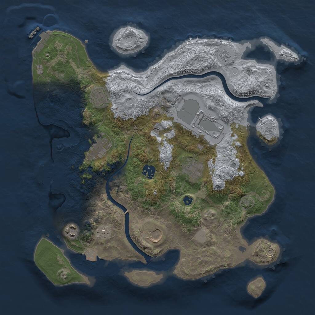 Rust Map: Procedural Map, Size: 3500, Seed: 1263547, 14 Monuments