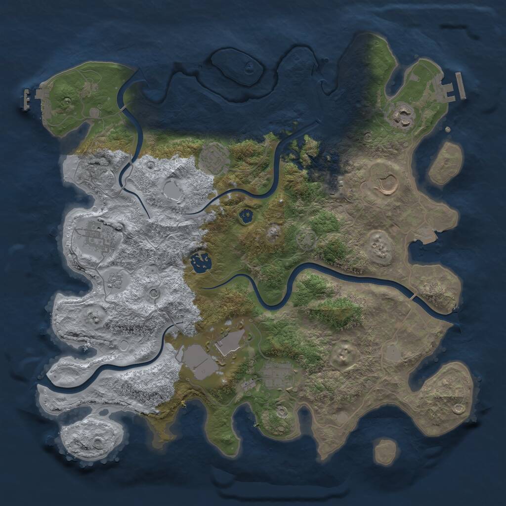 Rust Map: Procedural Map, Size: 3700, Seed: 1188610254, 14 Monuments