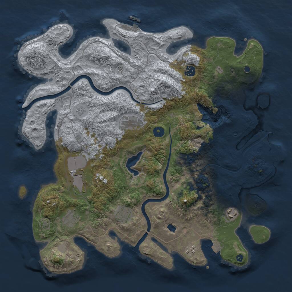 Rust Map: Procedural Map, Size: 4000, Seed: 1501584425, 13 Monuments