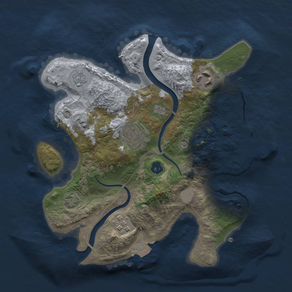 Rust Map: Procedural Map, Size: 2440, Seed: 854356, 8 Monuments