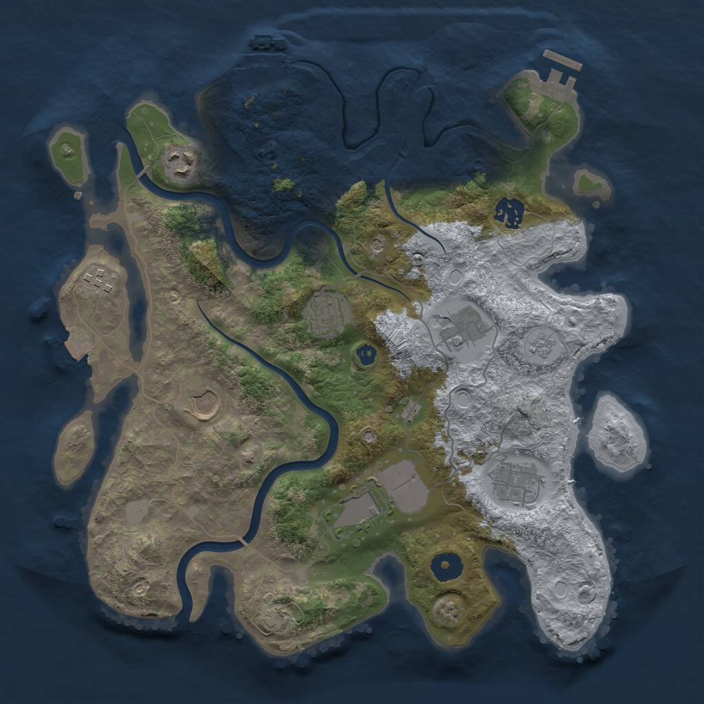 Rust Map: Procedural Map, Size: 3500, Seed: 916140645, 14 Monuments