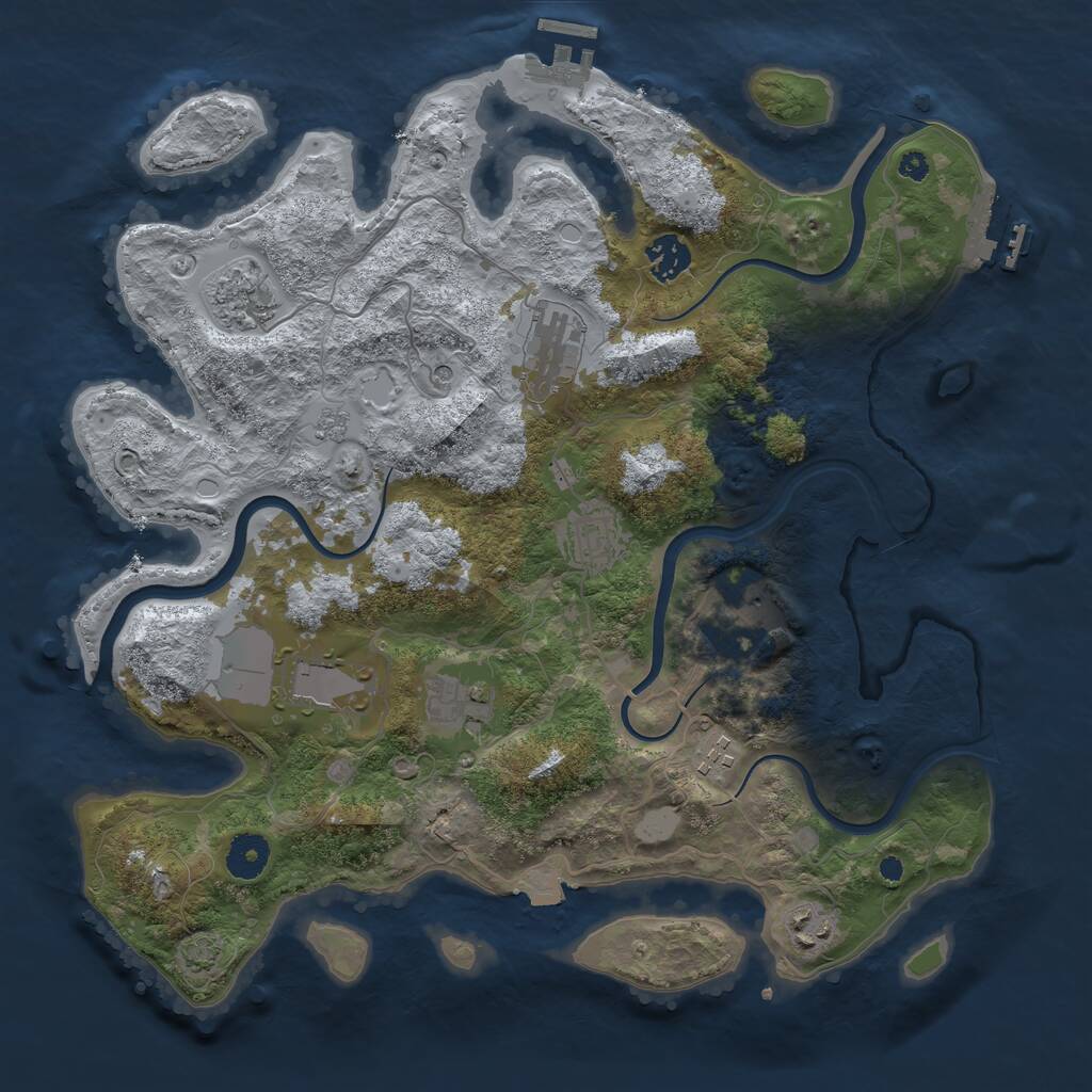 Rust Map: Procedural Map, Size: 3700, Seed: 1963978513, 15 Monuments