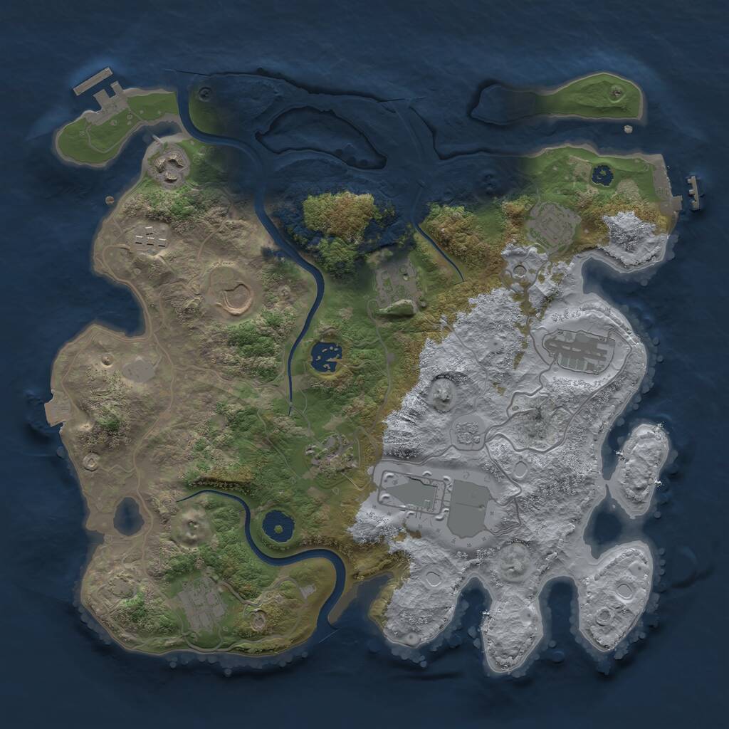 Rust Map: Procedural Map, Size: 3500, Seed: 635244, 16 Monuments